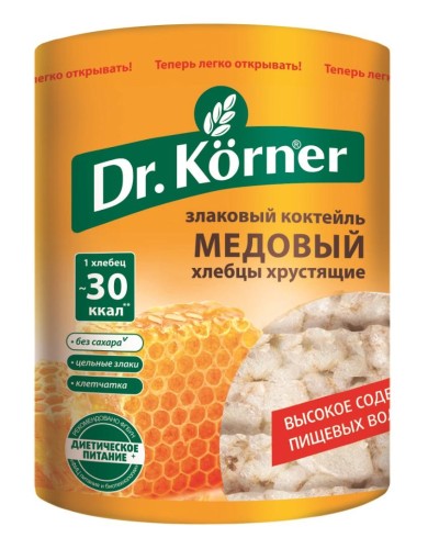 Хлебцы хрустящие Злаковый коктейль медовый Dr.Korner 100 гр