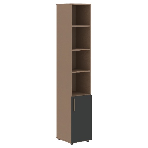 Шкаф-стеллаж узкий VELION VHCS 40.5, яшма черный/кобра, 400х430х2253 мм
