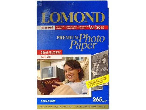 Фотобумага LOMOND Двухсторонняя Светлая Полуглянцевая, A4/265/20.