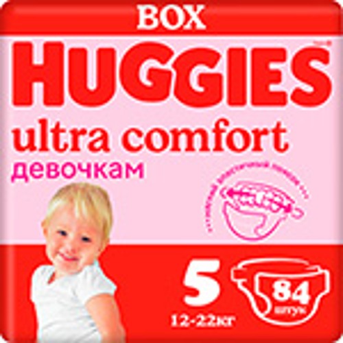 Подгузник Huggies Ultra Comfort для девочек, 5, 12-22 кг, 84 шт.