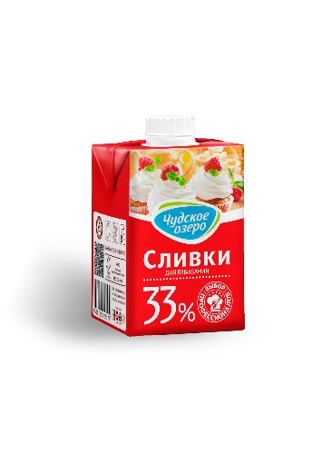 Сливки “Чудское озеро” для взбивания 33%, 0,5 литра
