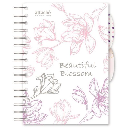 Бизнес-тетрадь А5,140л,кл,спир,плас Attache Selection Flower DreamsBlossom