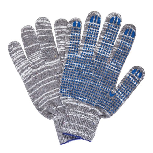 Перчатки рабочие хлопчатобумажные КОМПЛЕКТ 5 ПАР, 10 класс, 50-52 г, 133 текс, ПВХ-точка, ЛАЙМА ЛЮКС 2, СЕРЫЕ