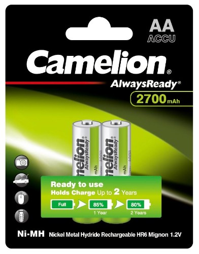 Аккумулятор Camelion Always Ready 2шт/бл(NH-AA2700BP2,1.2В) (15036)