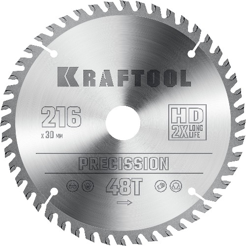 KRAFTOOL Precision, 216 х 30 мм, 48Т, пильный диск по дереву (36952-216-30)