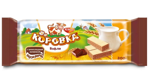 Вафли Коровка с шоколадной начинкой, 300г