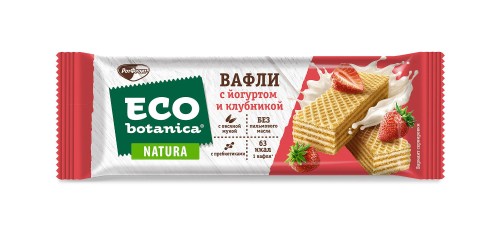 Вафли Eco-botanica с йогуртом и клубникой, 25гх24 шт/уп