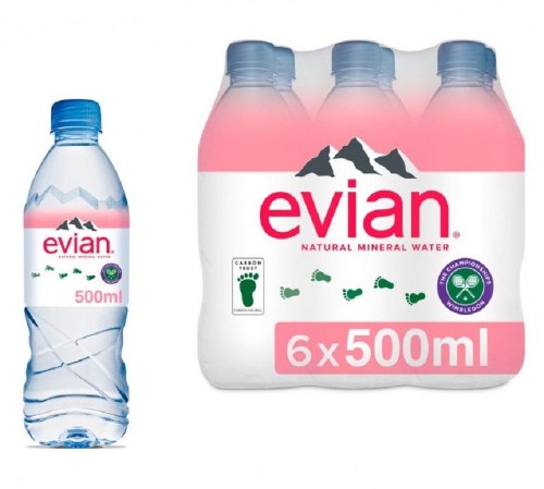 Вода минеральная Evian природная негазированная ПЭТ 0,5л  6шт/уп