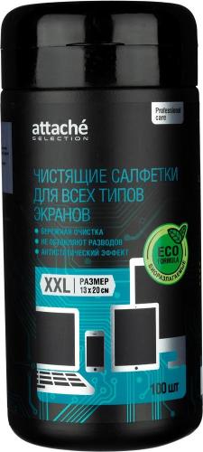 Салфетки Attache Selection Professional д/экранов, туба, 100 шт, XXL, 13х20
