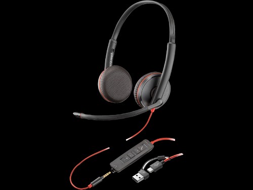 Гарнитура проводная Plantronics Poly Blackwire 3225 Stereo USB-C Headset +3.5mm Plug +USB-C/A Adapter (Bulk) (8X229A6)