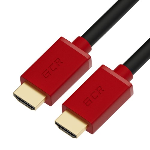 GCR Кабель 3.0m HDMI версия 2.0, HDR 4:2:2, Ultra HD, 4K 60 fps 60Hz/5K*30Hz, 3D, AUDIO, 18.0 Гбит/с, 28/28 AWG, OD7.3mm, тройной экран, черный, красные коннекторы, GCR-HM451-3.0m Greenconnect HDMI...