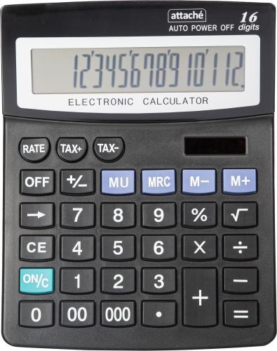Калькулятор настольный Калькулятор ПОЛНОРАЗМЕРНЫЙ Attache ATC-222-16F 16-ти разрядный черный