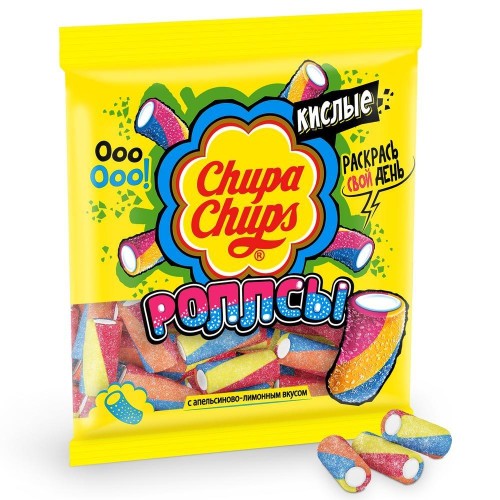 Мармелад Chupa Chups жевательный Кислые роллсы, 150г