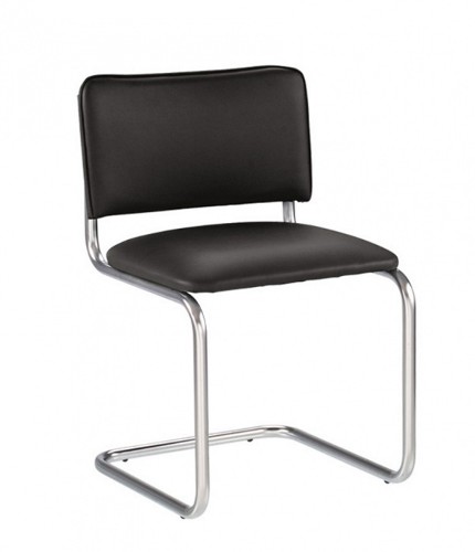 Стул офисный Сильвия (SYLWIA CHROME V14 ) каркас хром, кожзам черный