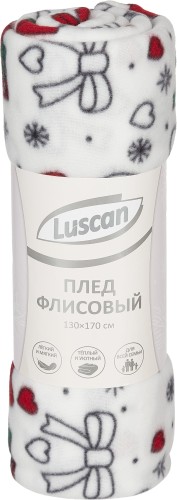 Плед флис Luscan, размер 130x170, 160 гр/м2, подарки белый