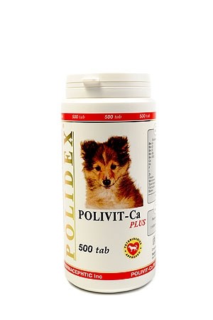 Полидекс 0962 Polivit-Ca plus д/собак, способствует улучшению роста костной ткани и фосфорно-кальциевого обмена 500таб