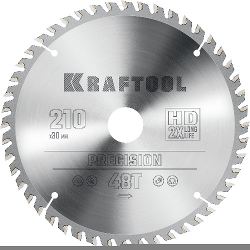 KRAFTOOL Precision, 210 х 30 мм, 48Т, пильный диск по дереву (36952-210-30)