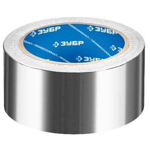 Алюминиевая лента 50ммх50м до 120грС клейкая 60мкм, ЗУБР 12262-50-50