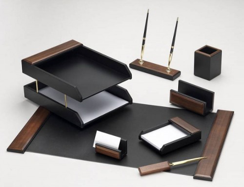 Настольный набор для руководителя T8G-1A 8 предметов, коричневый орех/черный