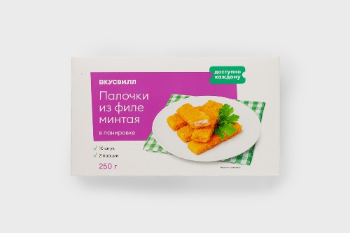 Палочки из филе минтая в панировке зам., 250 г