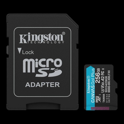 Карта памяти Kingston  256GB microSDXC Canvas Go Plus Gen4 200MB/s A2 U3 V30 Card + ADP Kingston SDCG4/256GB