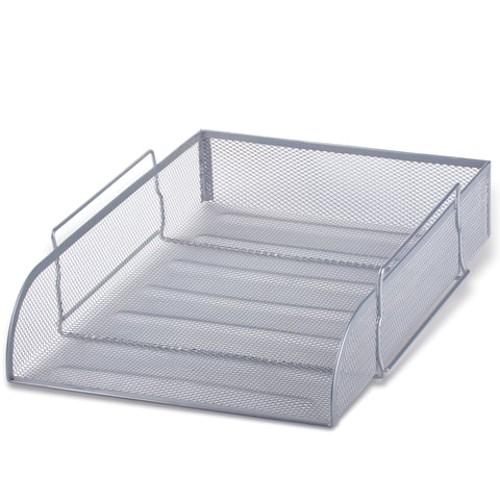 Лоток для бумаг горизонтальный металлический BRAUBERG "Germanium", А4 (260х337х77 мм), серебристый