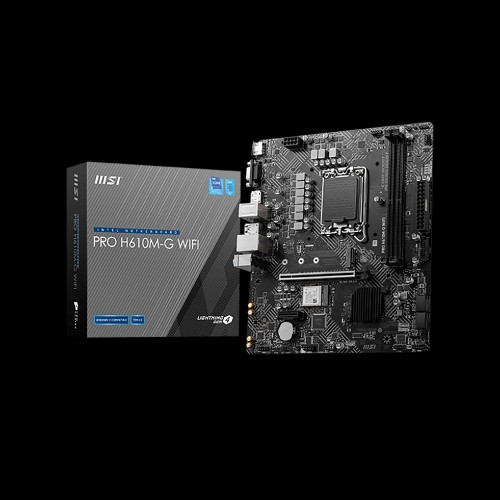 Материнская плата MSI PRO H610M-G WIFI, LGA1700, Intel H610, Micro-ATX, RTL (PRO H610M-G WIFI) Материнская плата MSI PRO H610M-G WIFI, LGA1700, Intel H610, Micro-ATX, RTL (PRO H610M-G WIFI)