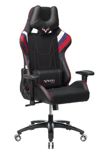 Кресло игровое Бюрократ VIKING 4 AERO RUS две подушки белый/синий/красный черный искусст.кожа/ткань