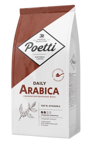 Кофе Poetti Daily Arabica молотый, для чашки, 250г