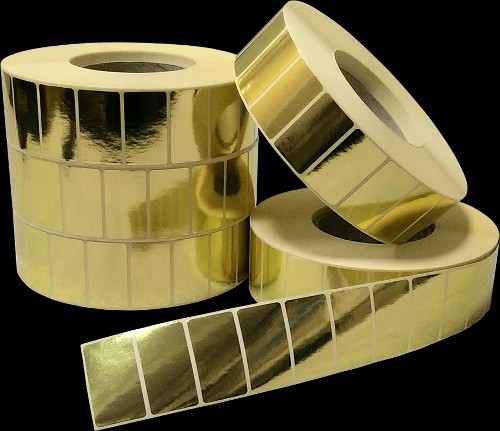 Термотрансферные этикетки 45 x 25 мм, MET-GOLD, втулка 76 мм, намотка 5000 шт (10 рулонов)