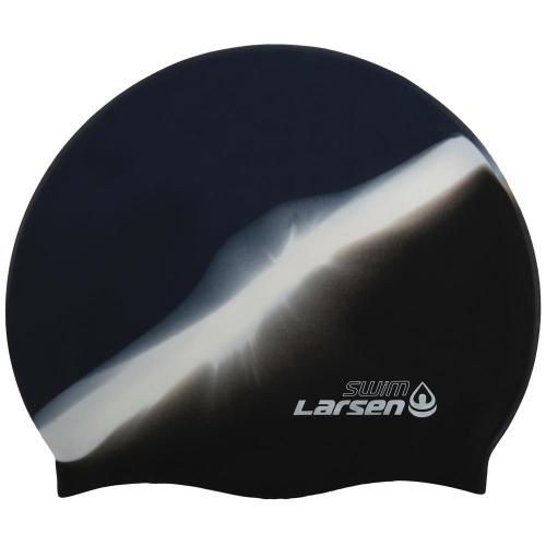 Шапочка для плавания Шапочка плавательная Larsen MC35, силикон, черн/бел