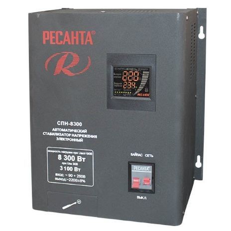 Стабилизатор напряжения 8,3кВт, 220 В, 90-260 В, 8%, РЕСАНТА СПН-8300