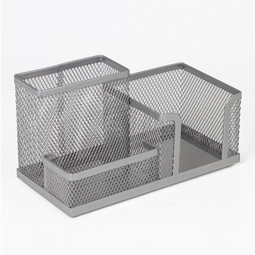 Подставка-органайзер без наполнения BRAUBERG &quot;Germanium&quot;, металлическая, 3 секции, 102*186*95 мм, серебристая