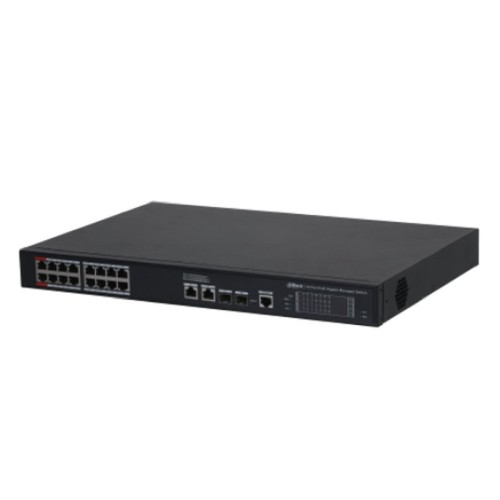 DAHUA DH-S4220-16GT-190 16-портовый гигабитный управляемый коммутатор с PoE, уровень L2, 16xRJ45 1Gb PoE, 2xRJ45 1Gb, 2xSFP 1Gb, суммарно до 190Вт, коммутация 56 Гбит/с, MAC-таблица 8к DAHUA DH-S4220-16GT-190 16-портовый гигабитный управляемый коммутатор с PoE, уровень L2, 16xRJ45 1Gb PoE, 2xRJ45 1Gb, 2xSFP 1Gb, суммарно до 190Вт, коммутация 56 Гбит/с, MAC-таблица 8к
