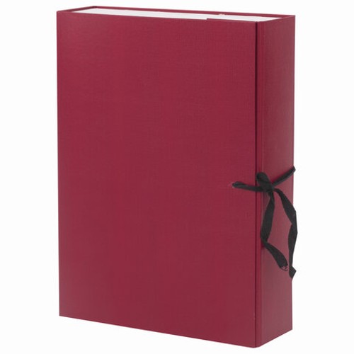 Архивный короб BRAUBERG 70 мм, 2 завязки, А4 (240х330 мм), бумвинил, до 600 листов, бордовый, 122036