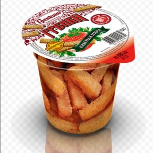 120гр СТАКАН Пшеничные гренки "Красная икра"  16шт