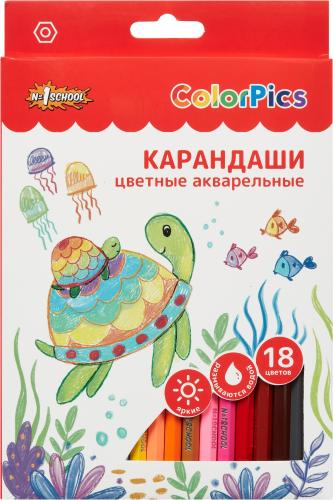 Карандаши акварельные 18 цв. №1School ColorPics 6-гран в наборе