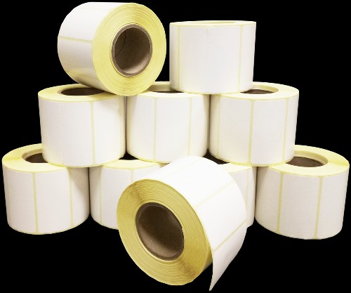 Термотрансферные этикетки 43 x 25 мм, ПГЛ (полуглянцевые), втулка 40 мм, намотка 1000 шт (коробка 80 рулонов)