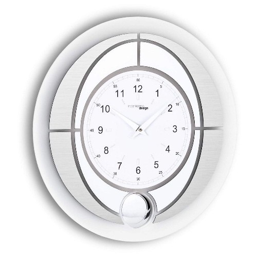 Часы настенные Tempus Pendulum с маятником, диаметр 45/серебристый металлик Часы настенные Tempus Pendulum с маятником, диаметр 45/серебристый металлик