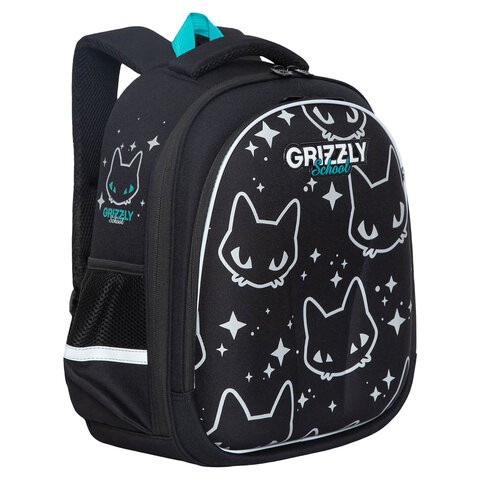 Ранец GRIZZLY анатомическая спинка, c брелоком, для девочек, "STAR CAT", 36х28х20 см, RAz-286-12/1