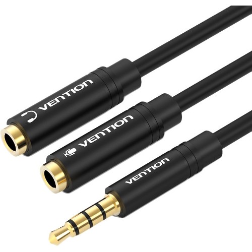 Переходник-разветвитель Vention гибкий Jack 3.5 mm M 4 pin/Jack 3.5 mm F x 2 - 0.3м Vention BBCBY