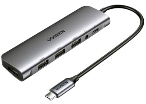 Разветвитель USB UGREEN 6 в 1, 3 x USB 3.0, HDMI, Jack 3,5 мм(80132)