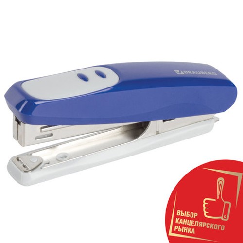 Степлеры настольные BRAUBERG "Germanium", до 12 листовм,, с антистеплером, синий