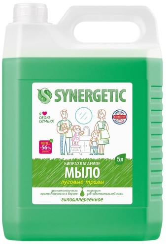 Мыло жидкое Synergetic для рук и тела Луговые травы 5л