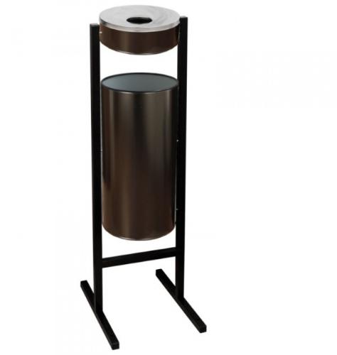 Урна металлическая уличная СЛП-250 черная, уличная, с пепельницей, Титан Т15462