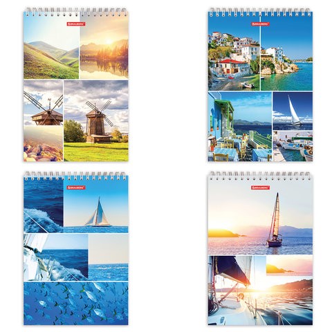 Блокнот БОЛЬШОЙ ФОРМАТ (200х290 мм) А4, 80 л., гребень, картон, жесткая подложка, клетка, BRAUBERG, &quot;Пейзаж&quot;