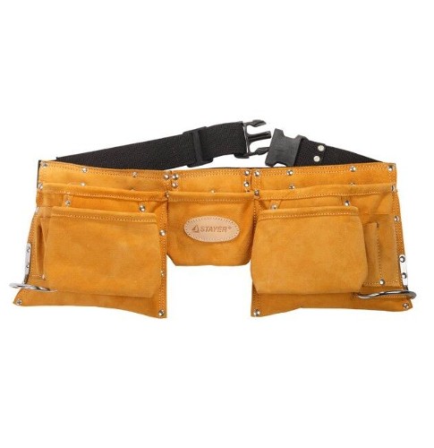 Пояс для инструментов кожаный, 11 карманов, 2 скобы, STAYER 38520