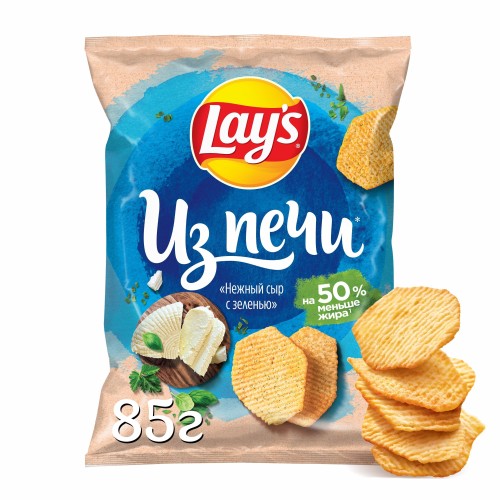 Чипсы Lays из печи нежный сыр с зеленью, 85г