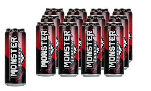 Напиток энергетический MONSTER красный, 0,45 л ж/б, 12 шт/уп