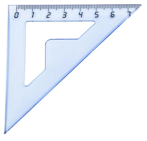 Треугольник 7см №1 School 45 градусов, прозрачный синий